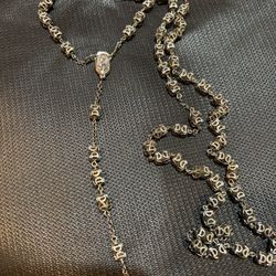 Vintage Religious Rosary Beads wrapped in silver filigree Sacred Heart