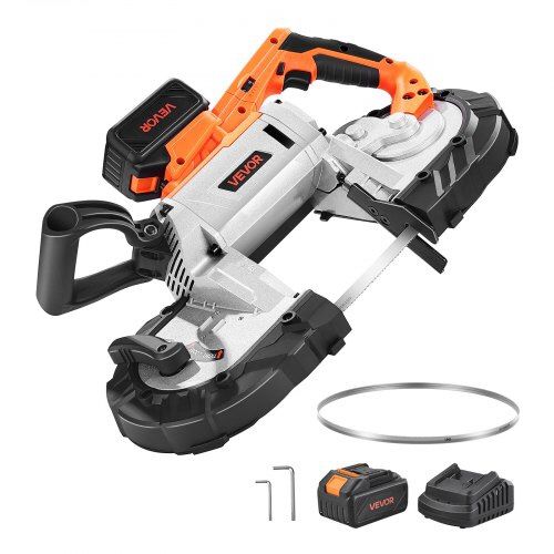 20V Portable Band Saw Kit, 5 Inches Deep Cut, AC 110V, 360W Bandsaw with Brushless Motor, 4.0 Ah Battery, Cordless and Compact Portaband, 0-120 m/min 