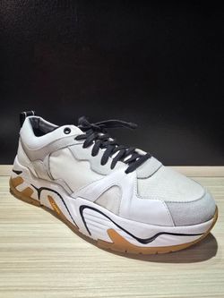 P448 Men's Dean Suede & Mesh Vibram White Sneakers Italian Made Size 44