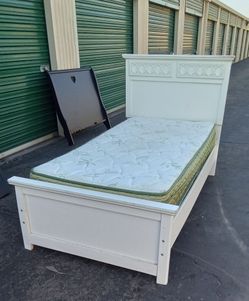 TWIN BED FRAME WITH BOX SPRING AND MATTRESS