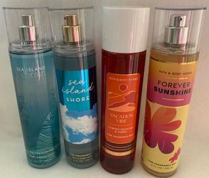 4 Piece Lot Bath & Body Works Sea Island Cotton, Shores, Vacation, Sunshine