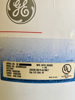 GE 40 Gallon Electric Water Heater for Sale in Fort Lauderdale, FL - OfferUp
