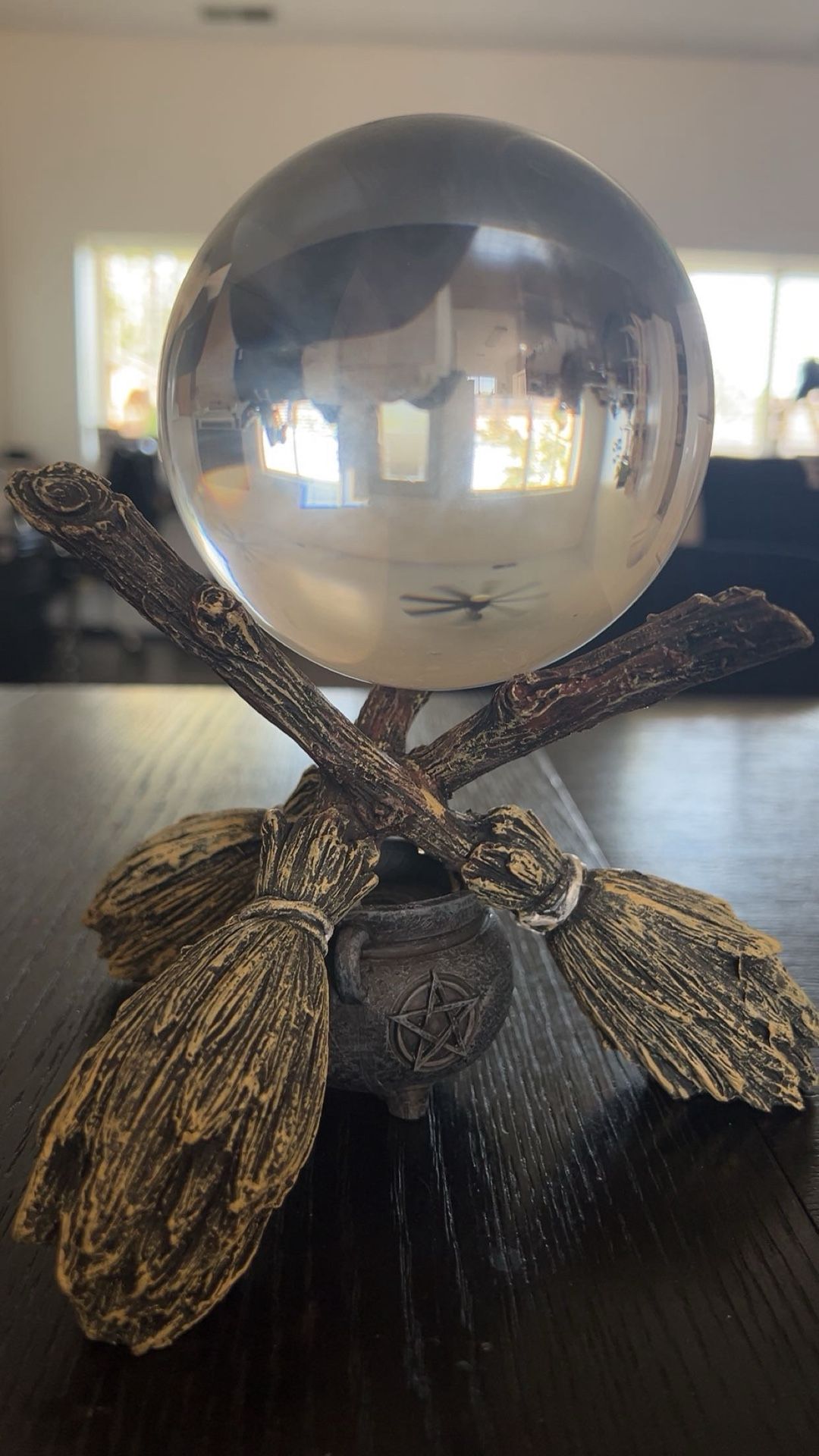 Witchcraft Magic Cauldron Cast Iron Goth Crystal ball Broomstick spells Halloween Spirits