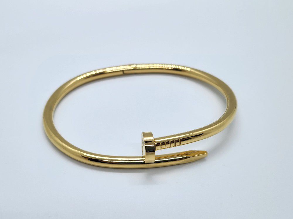 Gold Nail Bracelet Stainless Steel Gold Plated