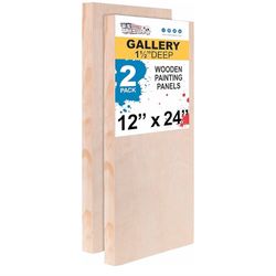 US Art Supply 12x24” Birch Wood Paint Pouring Panels (4pk Of 2)