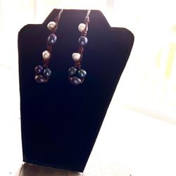 Freshwater Pearl & Leather Earrings