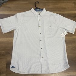 MENS Moda Campia Moda Mens Button Up Shirt Ivory Short Sleeve Collard Size XL