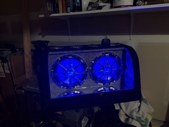 Dual Subwoofer Box with Blue LED Lighting 12 inch ported