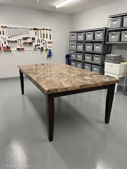 Marble Top Dining Table Dark Wood Legs