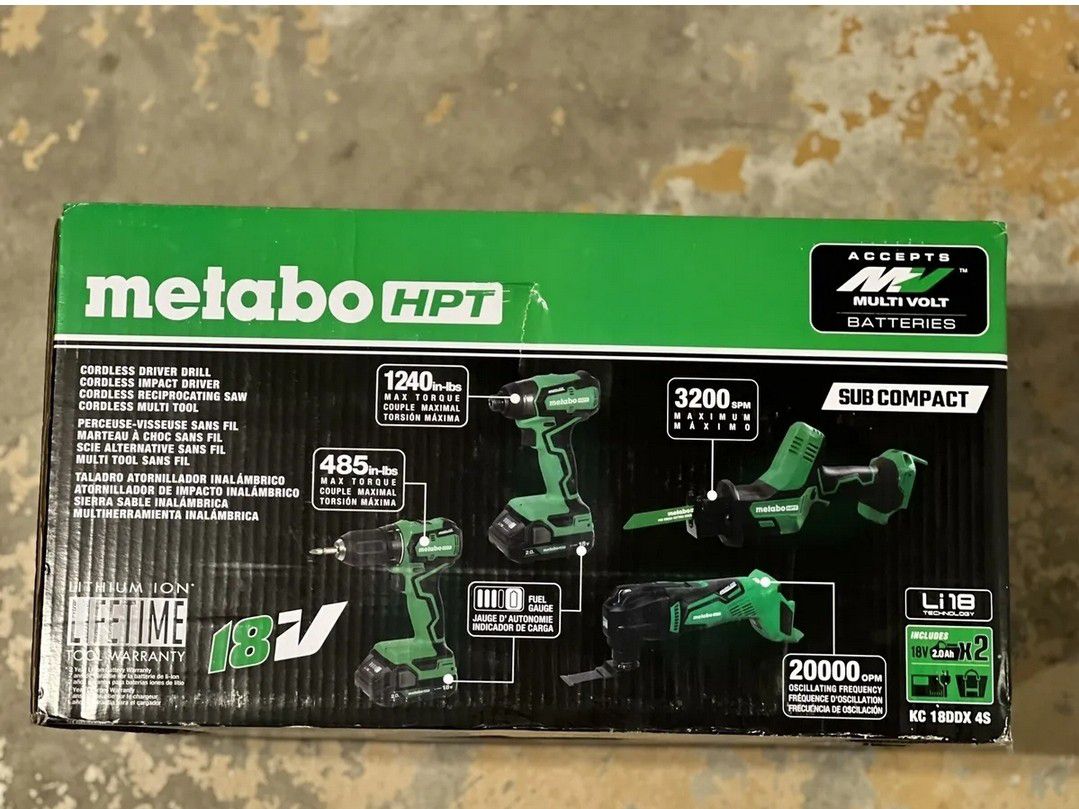 BRAND NEW Metabo HPT 4pc 18V Brushless Power Tool Combo Kit 
