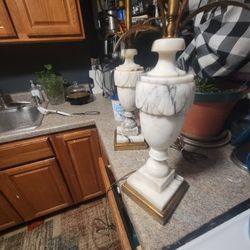 Hand Carved Marble Urn Style Lamps