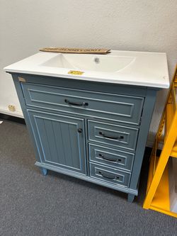 New 30” Wooden Bathroom Vanity with Ceramic Sink Top Freestanding Cabinet