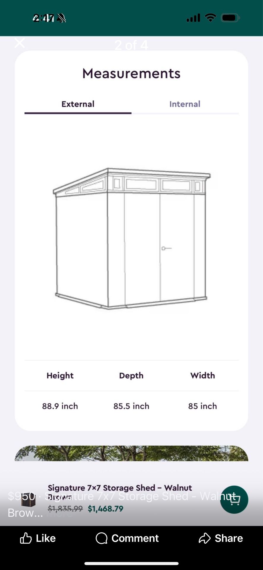 Signature 7x7 Storage Shed - Walnut Brown