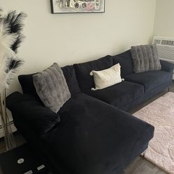 Black Luxury Modern L-shape Sectional Sofa