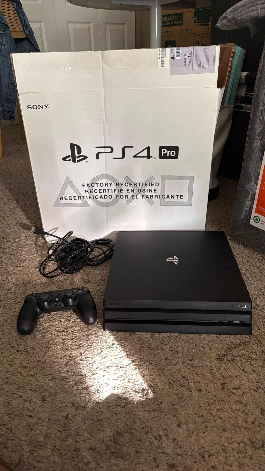 PS4 Pro with Cords & Controller