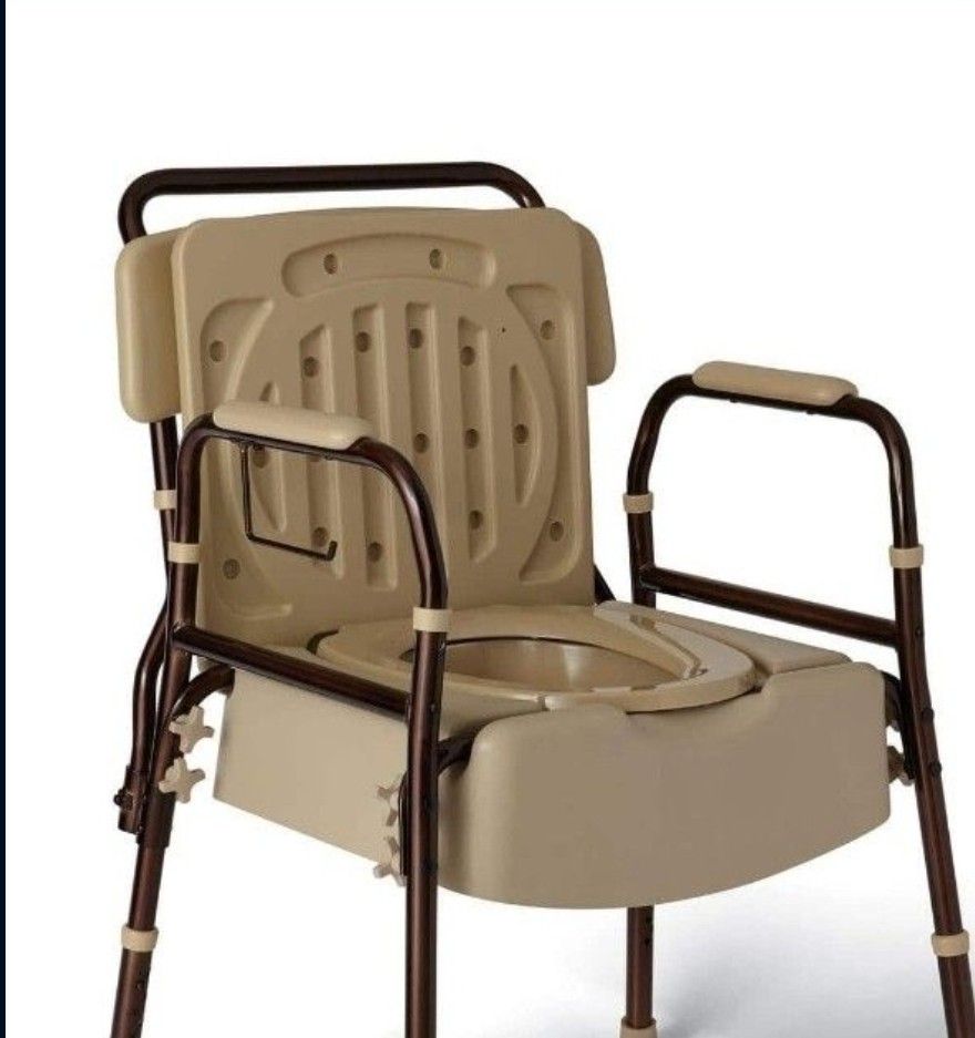 Medline Elements Collection 27.2 in. x 22.6 in. Bedside Commode in Bronze