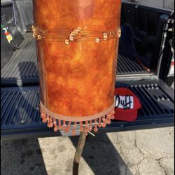 Vintage 70s Amber Rod Iron Lamp