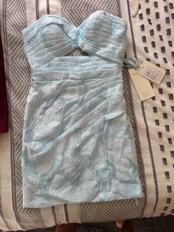 Light Blue Strapless Homecoming Dress
