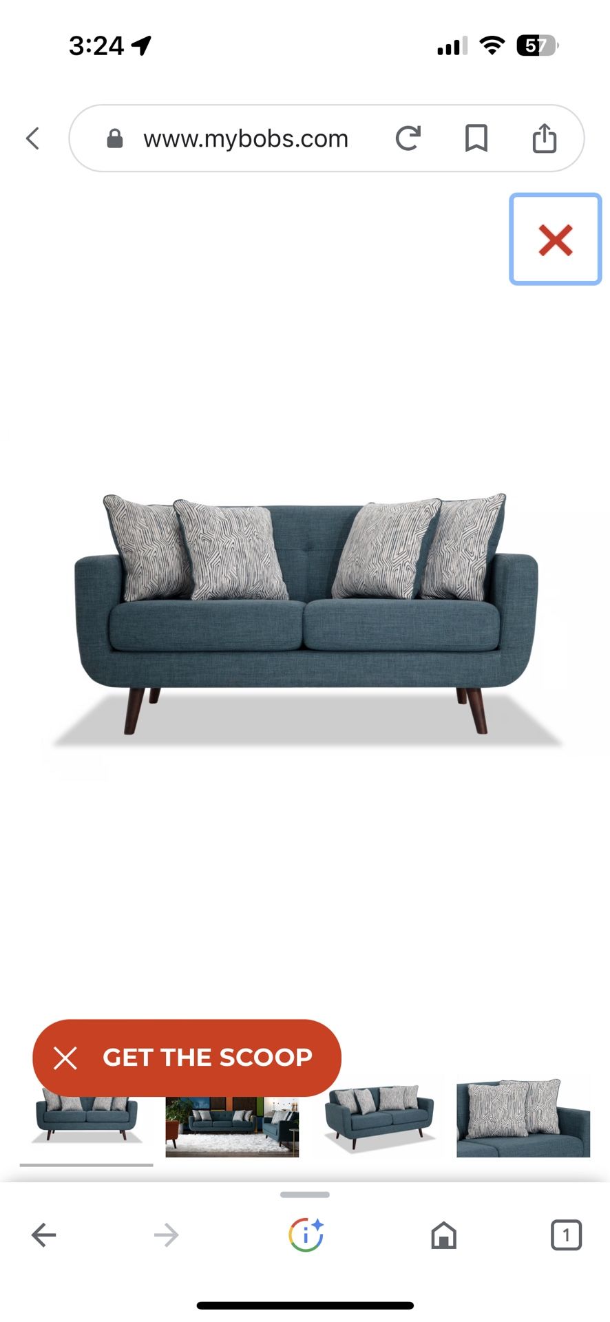 Bettie Teal Loveseat (Bob’s Furniture)