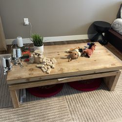 Wooden Tatami/Coffee Table – Rustic Natural Finish