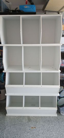 White Stackable Toy Storage Cubby Toy Organizer