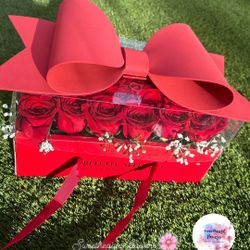 rose box🌹 with bow 🎀and transparent lid