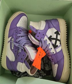 OFF  - WHITE 3.0 High Top Off Court Purple leather sneakers orange tag US 38/8