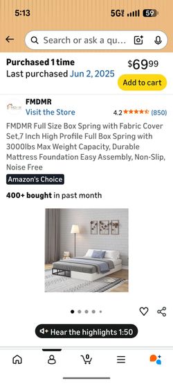 FREE Bed support "box spring" FULL