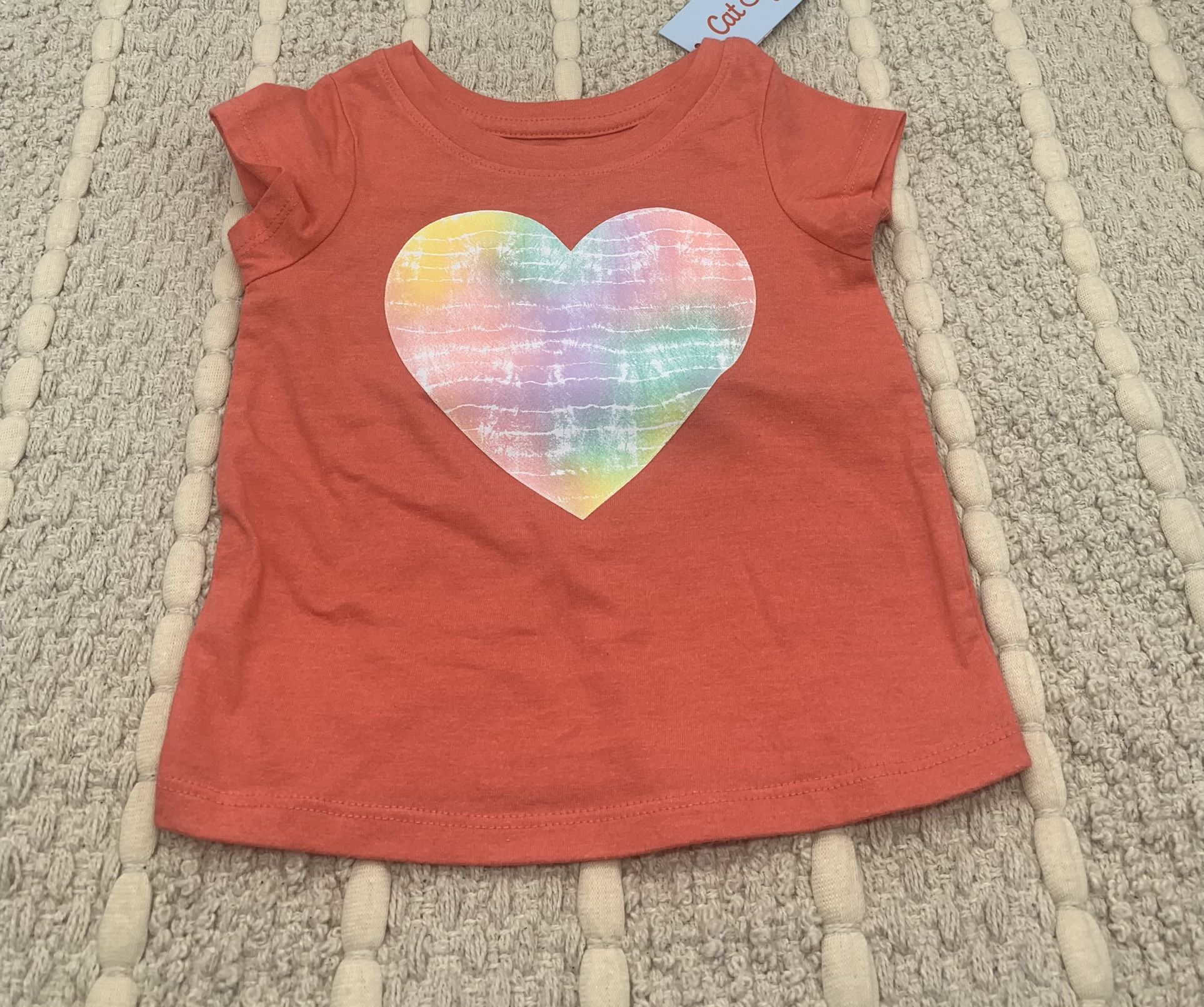 Toddler Girls' Heart Tie-Dye Short Sleeve T-Shirt - Cat Jack Coral 12M