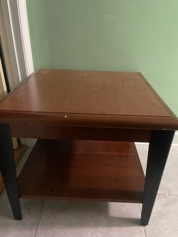 Wood End Table with Bottom Shelf