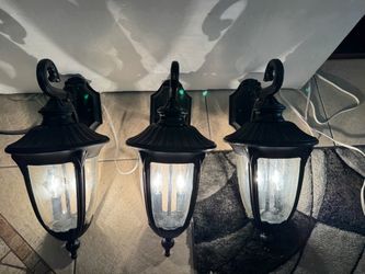 Aluminum Black Outdoor Wall Lanterns Set of 3 Exterior Porch Lights