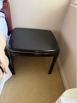 End tables pair, black glossy modern  finish