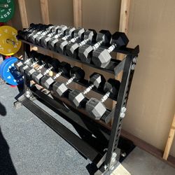 5-50lbs Dumbbells w/Rack 