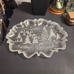 Vintage Mikasa Crystsl Christmas Platter - 17"x12" - Excellent Condition