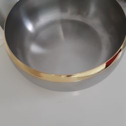 Zepter BARON DECOR STAINLESS STEEL18/10 Masterpiece  GOLD PLATED TRIM 4" X 8" SERVING BOWL, ELEGANT PIECE
