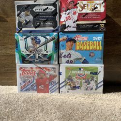 2021 MLB Baseball (6) Blaster Box Lot Prizm Select Topps Fire Heritage Sports Cards
