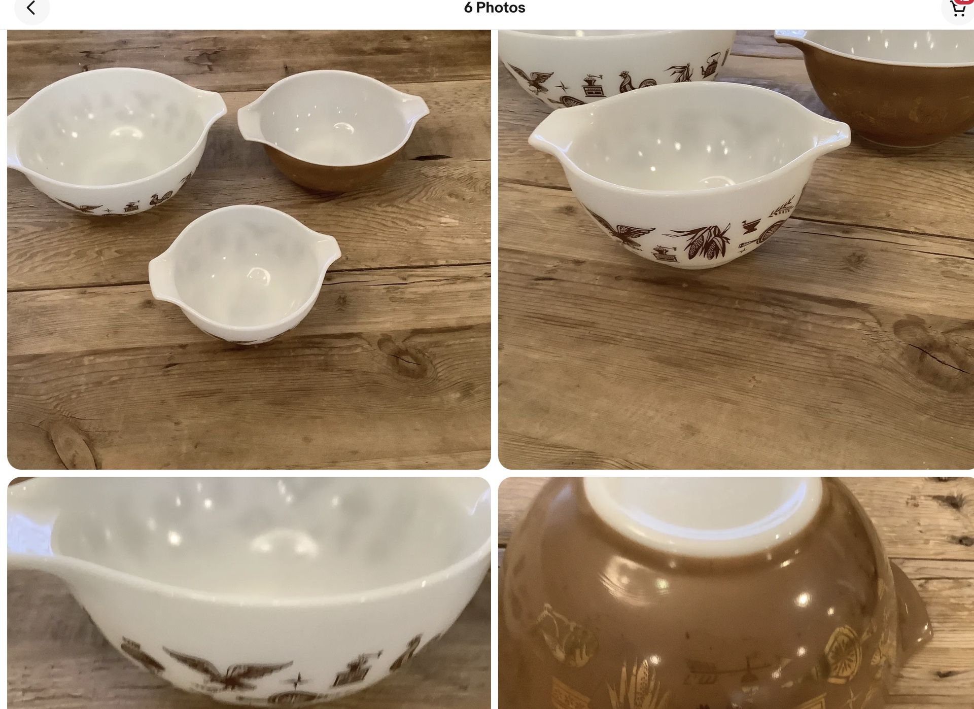 Vintage Pyrex Three Bowls Early American 