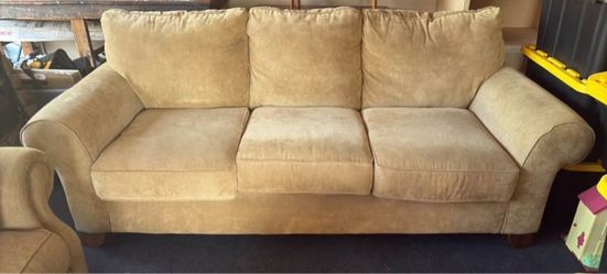 Beige 3-Seat Fabric Sofa