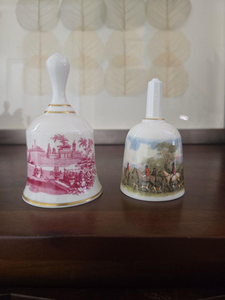 Set of 2 English Bone China Bells – Spode & Royal Worcester (Danbury Mint)