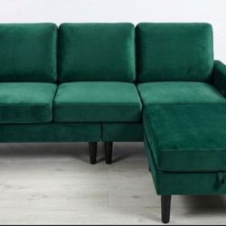 78 inch green velvet Sofa with Ottoman