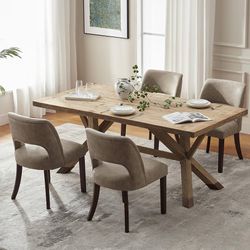 1918d  Modern Dining Chairs Set of 4, Faux Leather Upholstered Dining Room Chair Kitchen Chairs, Farmhouse Dinner Chair for Kitchen Dining Room, Taupe