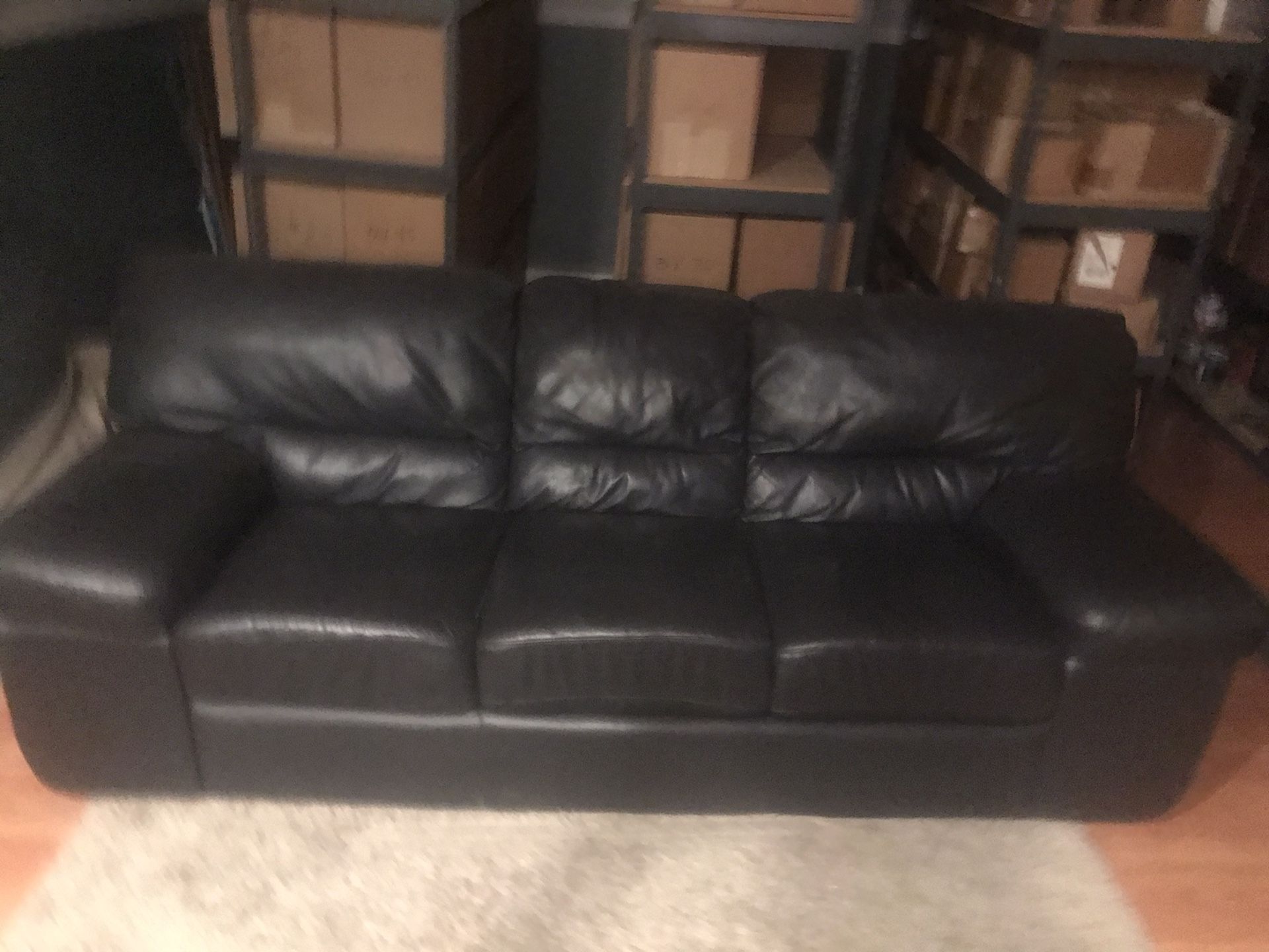 BLACK LEATHER SOFA