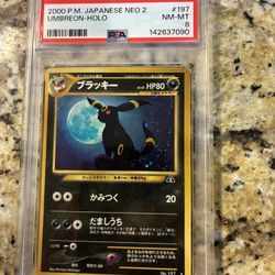 2000 Pokemon Neo Crossing the Ruins Japanese Umbreon Holo #197 PSA 8