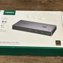 Ugreen 8K HDMI KVM Switch W/ 4 USB 3.0 Ports (3 USB-A + 1 USB-C) USB Switch for 2 NIB