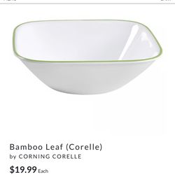 Corelle Kobe Square Bowl 22 oz Soup Green Rim White Vitrelle Glass Made in USA Discontinued  ($8.00 each)