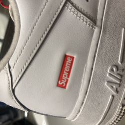 Size 13 Box Logo White Supreme Airforce Ones 