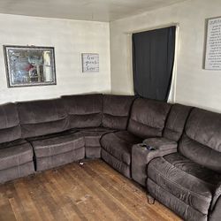 Dark Brown Sectional For Sale $250 OBO