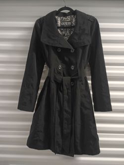 Guess Black Double-Breasted Trench Coat