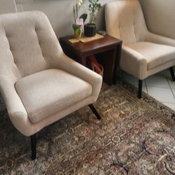 Bundle Of 2 Beige Armchairs, Excellent Pre-owned Condition