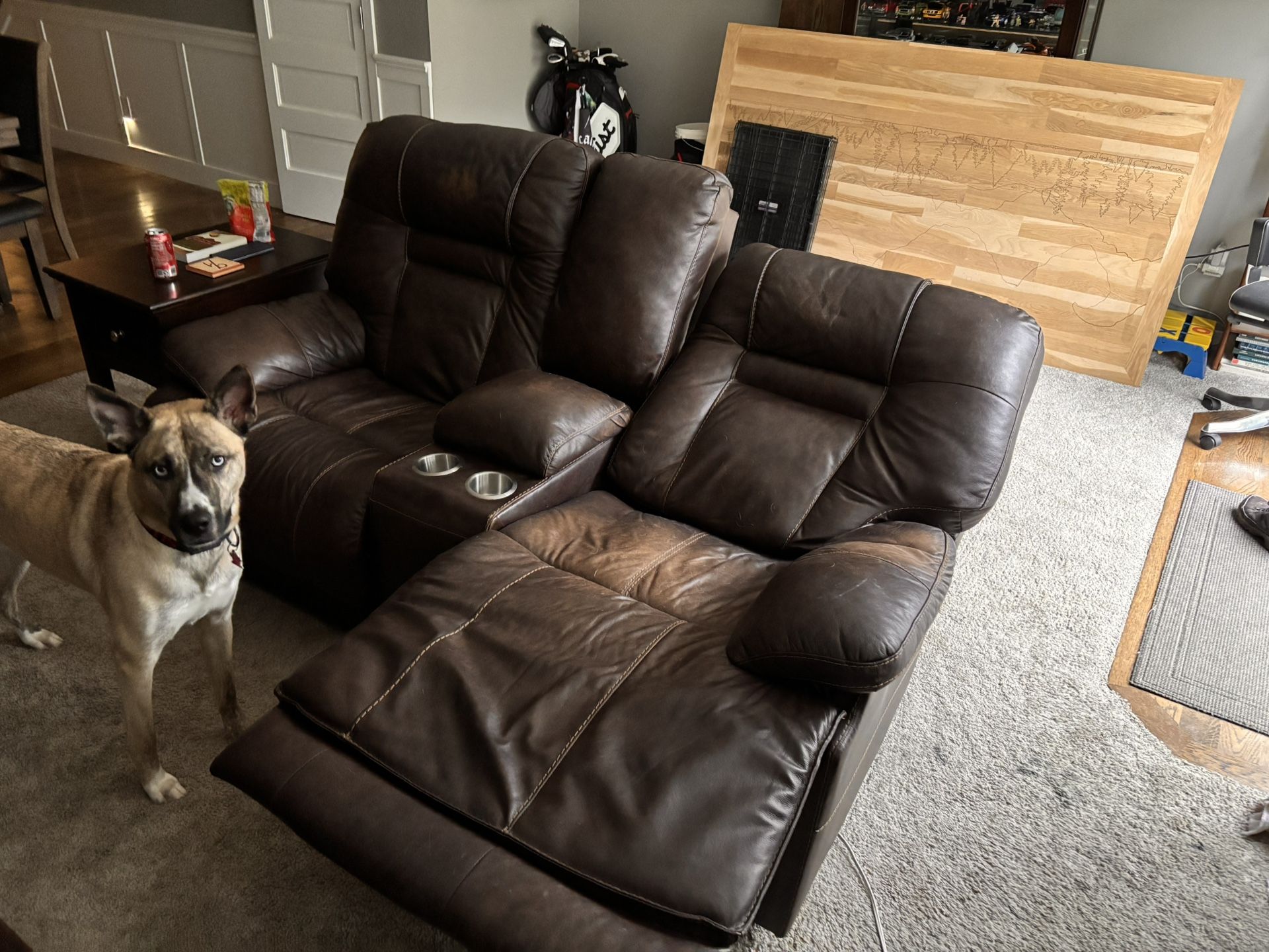 Faux Leather Powered Recliner Loveseat